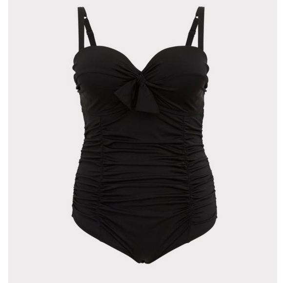 Torrid NWT Black Tie Front Underwire One-Piece Swimsuit - Picture 1 of 9